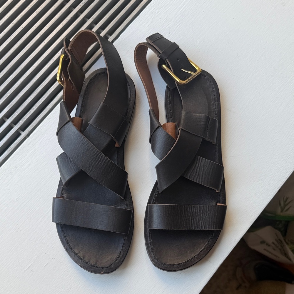 Marni Dark Brown Leather Sandals